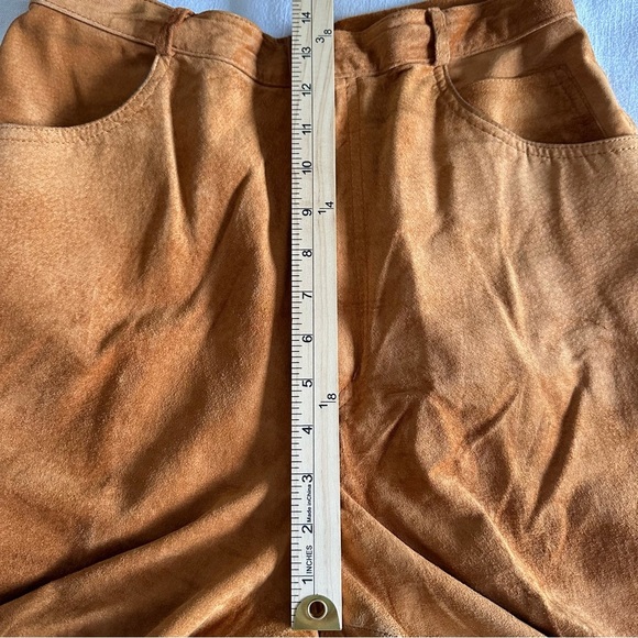 Vintage Design Assets Pants Womens 12 Suede Leather Straight Lined 90s Western - Picture 7 of 14